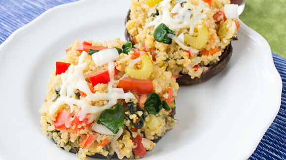 Cheesy Quinoa Stuffed Mushrooms