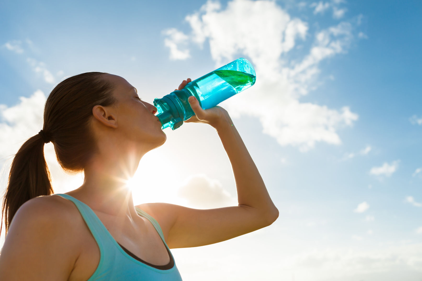 Female drinking water