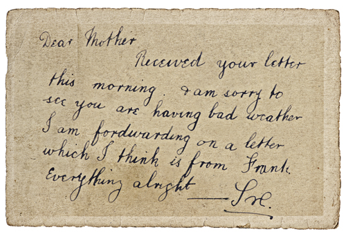 Cursive postcard